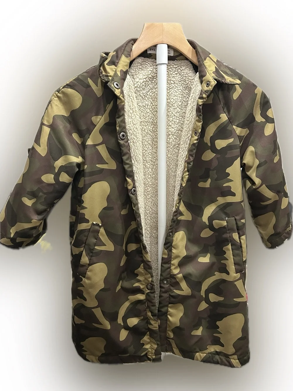 SHEIN Kids Girls Sherpa-Lined Camo Parka